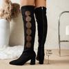 Woman Boots 2026 Leopard Print High Heels Goth Shoes Over-the-Knee Boots Sexy Chunky Pumps Back Zip Fashion Shoes Suede Boots