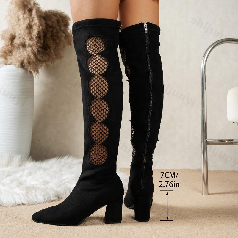 Woman Boots 2026 Leopard Print High Heels Goth Shoes Over-the-Knee Boots Sexy Chunky Pumps Back Zip Fashion Shoes Suede Boots