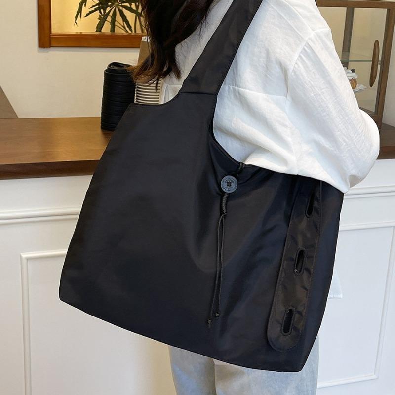 Nylon Cloth Foldable Hand Carry Shopping Bag New Simple and Portable Shoulder Tote Bag Large Capacity Messenger Bag