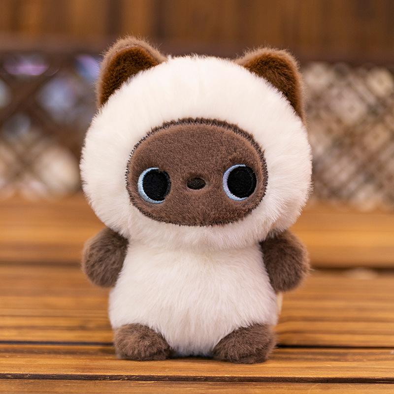Mini Cute Little Fox Table Companion Doll Dolls Siamese Cat Plush Toys Office Ornaments Doll