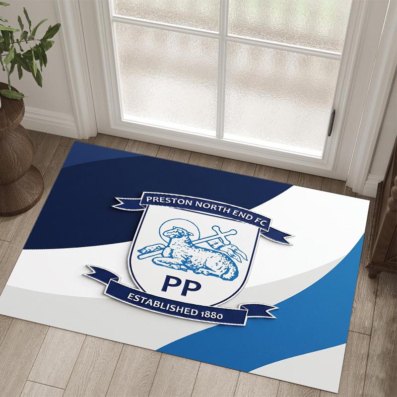 Preston North End Football Design Crystal Velvet Carpet Cozy Non?Slip Printed Rug For Bedroom Living Room Entrance