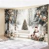 Christmas Psychedelic Tree Landscape Tapestry, Glowing Pink Forest Wall Hanging, Mystical Moon  River Backdrop for Room Decor