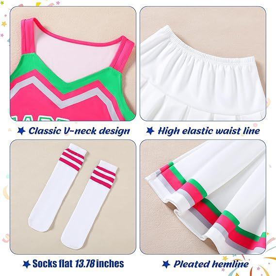 Girls Cheerleading Two Piece Set Tank Top Pleated Skirt for School Performance