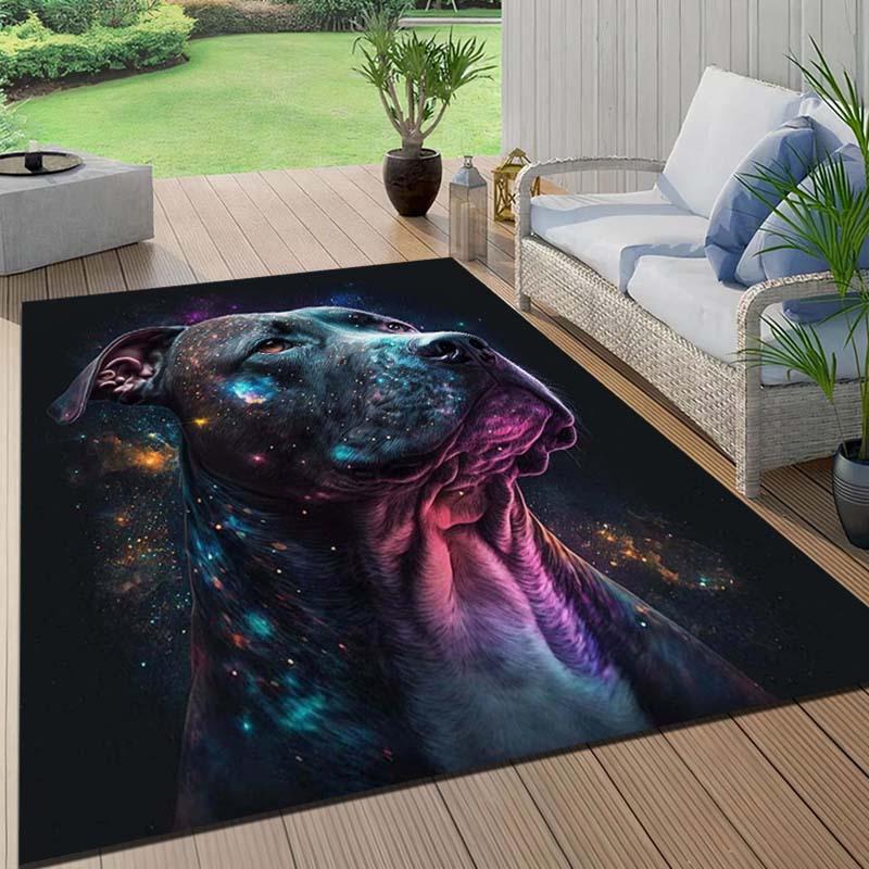 Crystal Velvet Galaxy Dog Face Carpet - Non-Slip Floor Mat, Large Size up to 2.16m², Vibrant Cosmic Design for Home, Hote