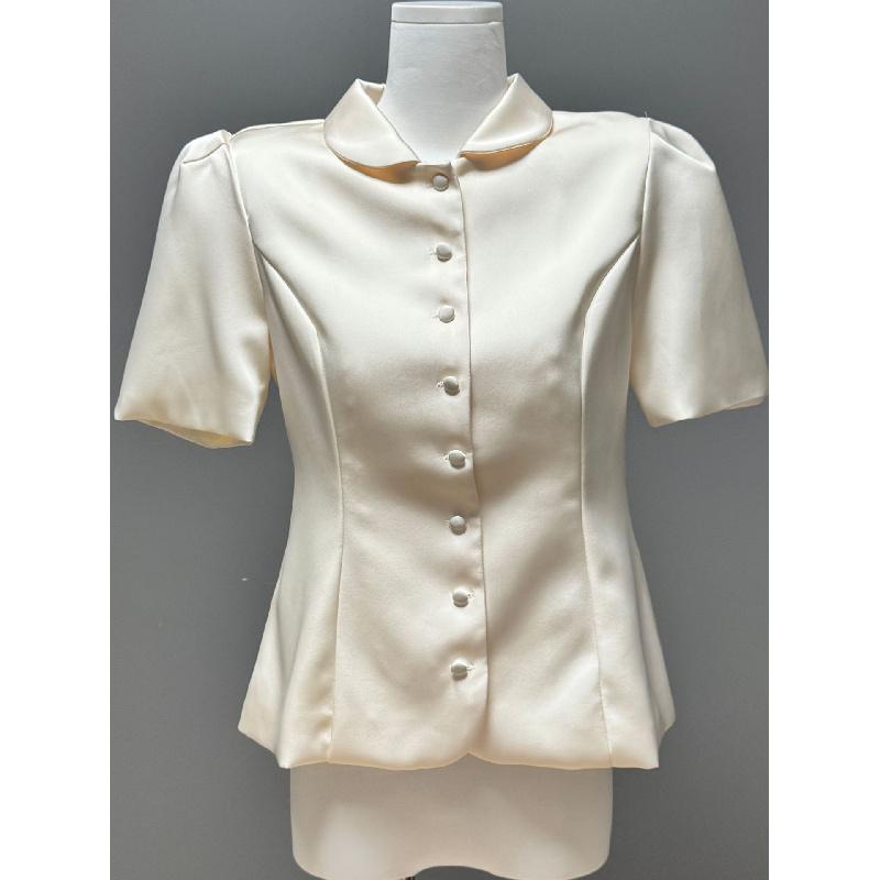 Модный Дизайн Новинка Весна-Осень 2026 Высококачественный Женский Повседневный Однотонный Топ с Коротким Рукавом S бежевый