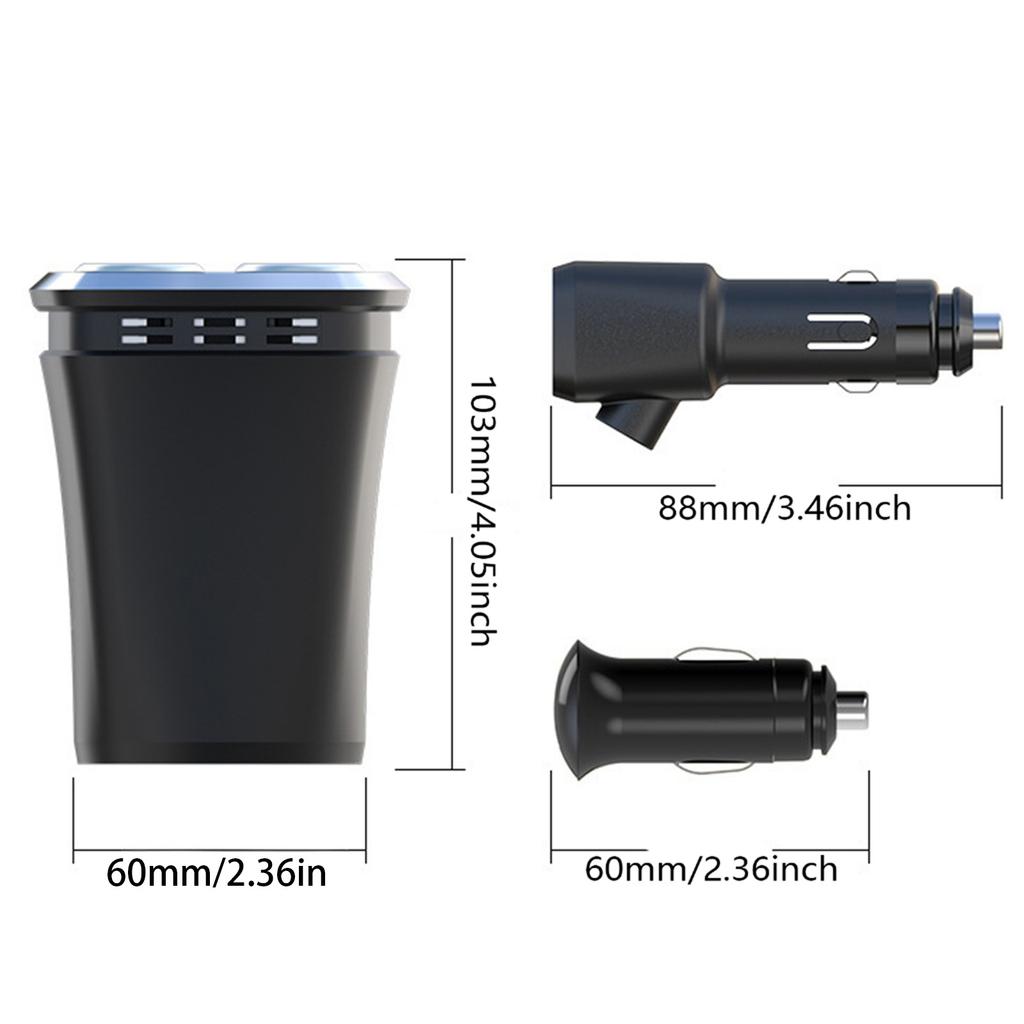 2 Socket Car Splitter Charging Adapter Adapter 6 in 1Power Outlet 120W with 4 USB Car Charger Adapter Charging Adapter