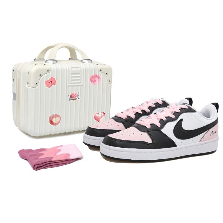 

Nike Court Borough Low 2 Abrasion Resistant Abrasion Resistant Low top Skateboard Shoes GS White Black Pink BQ5448-104(Team-S-BOX) 40