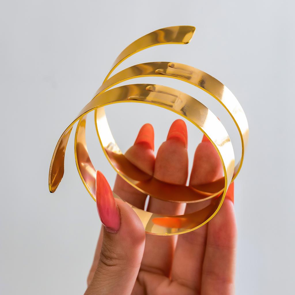 Accessories Design Sense Simple Spiral Personality Retro Bracelet Wide Edge Geometric Punk Style Open Bracelet