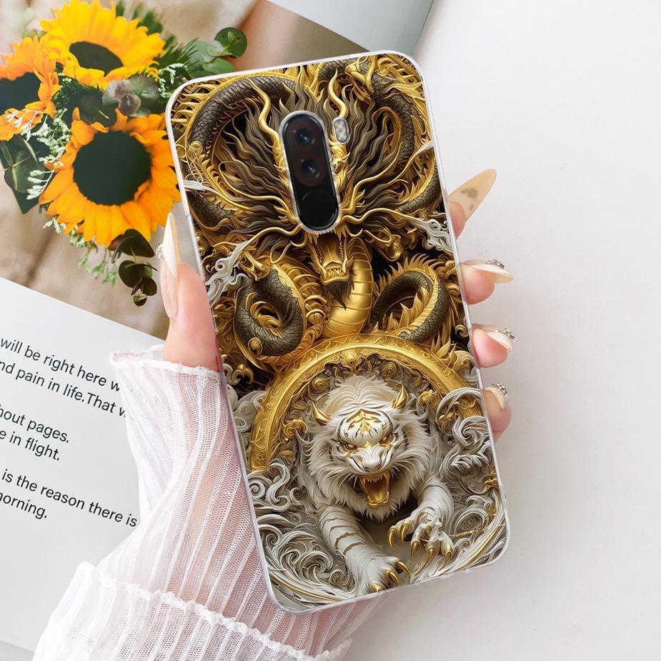 Para Xiaomi Pocophone F1 Funda Lujo Lazo Flores Pintadas Cubierta 6.18'' Suave TPU Funda para Teléfono Para Xiaomi Poco F1 PocoF1 Fundas Bumper