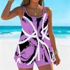 Women's Swimwear Tankini 2 Piece Swimsuit  Tropical Vacation Printing  Plant Print Vacation Bathing Suits