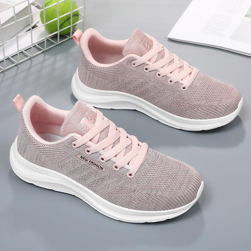 Shoes women's sports shoes versatile single shoes soft sole not tired feet running shoes women's shoes flying woven breathable mesh shoes
