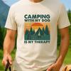 Camping With Dog T Shirt Retro Campfire Dad  Vintage Washed Casual Designer Clothes Stylish Homme Versatile