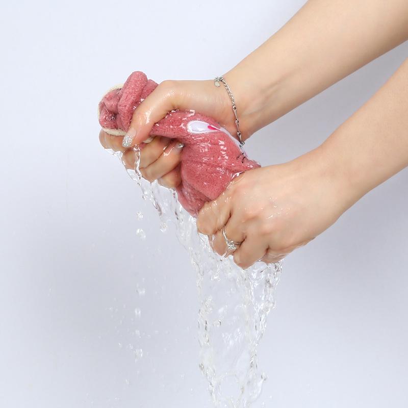 High Density Coral Velvet Cartoon Embroidery Hanging Towel Kitchen Cloth Handkerchief Absorbent Towel