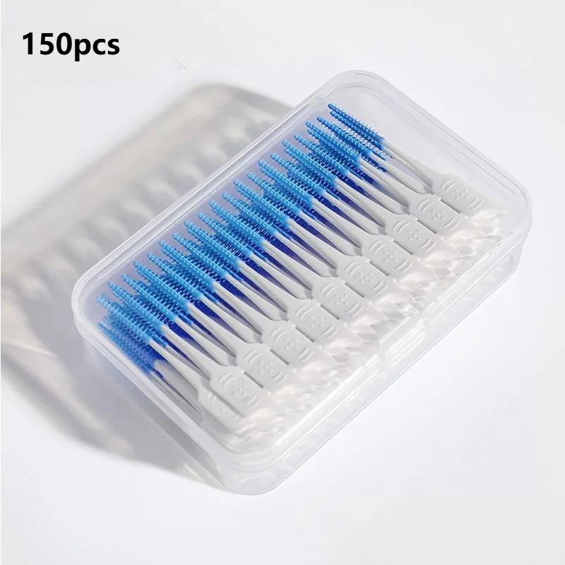 150/200 Stück Zahnseide Wiederverwendbare Interdentalbürsten Zahnstocher Zahnseide Plastik-Zahnstocher mit Faden Zahnstocher YAX02