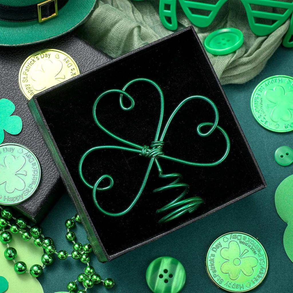 St. Patrick's Day Wire Shamrock Tree Topper Iron Metal Mini Small Tree Topper for St Patrick's Day Holiday Party Ornament Home Decoration