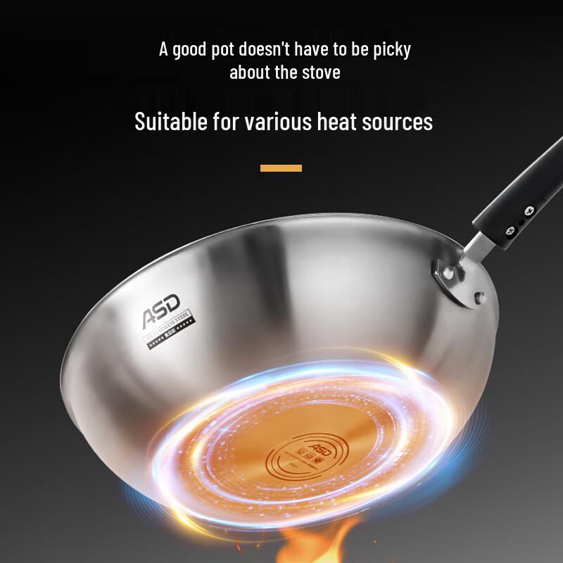 ASD 304 Stainless Steel Honeycomb Non-stick Wok 30cm