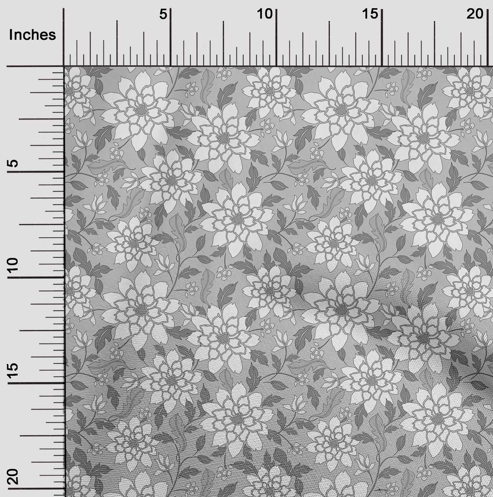oneOone Cotton Flex Gray Fabric Floral Retro Craft Projects Decor Fabric Printed By The Yard 40 Inch