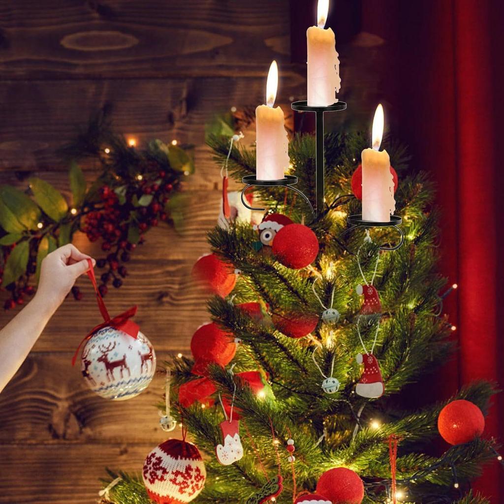Black Triple Tree Topper Candelabra - Christmas Tree Decoration