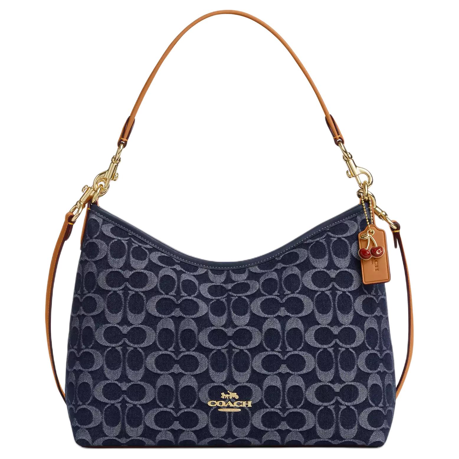 

Coach Laurel 31 Metal Logo Detachable Shoulder Strap Zipper Closure Fabric Tote Bag Large Denim Blue Women tote bag CY702-IMXIA Gift Box Sets (Basic Set+Black Box)