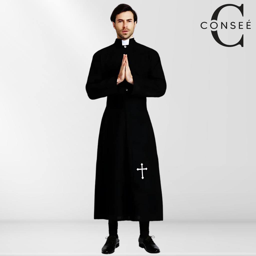 Priest's Carnival Costume, Priest's Cassock For Adults, Fancy Dress Costume