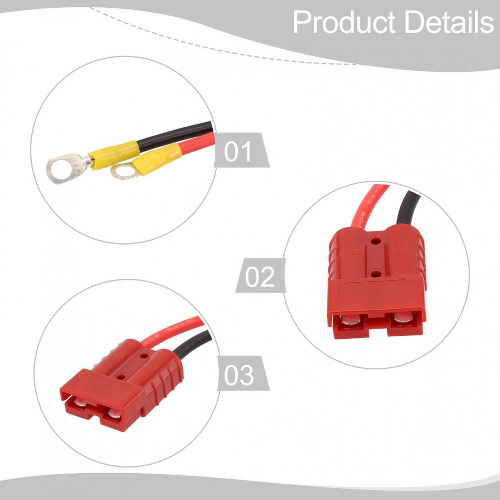 1000 V DC 50Amp Connector 100cm 30cm M8 Post Red/Black Jacket