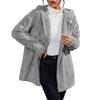 Women's Casual Fashion Comfortable Loose Autumn And Winter  Warm Fashion Vertical Striped Plush Hooded Large Size Fashion Solid Color Coat