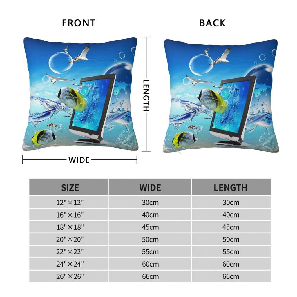 Frutiger Aero Aesthetic Square Pillowcase Polyester Linen Velvet Creative Zip Decor Pillow Case Room Cushion Cover Wholesale