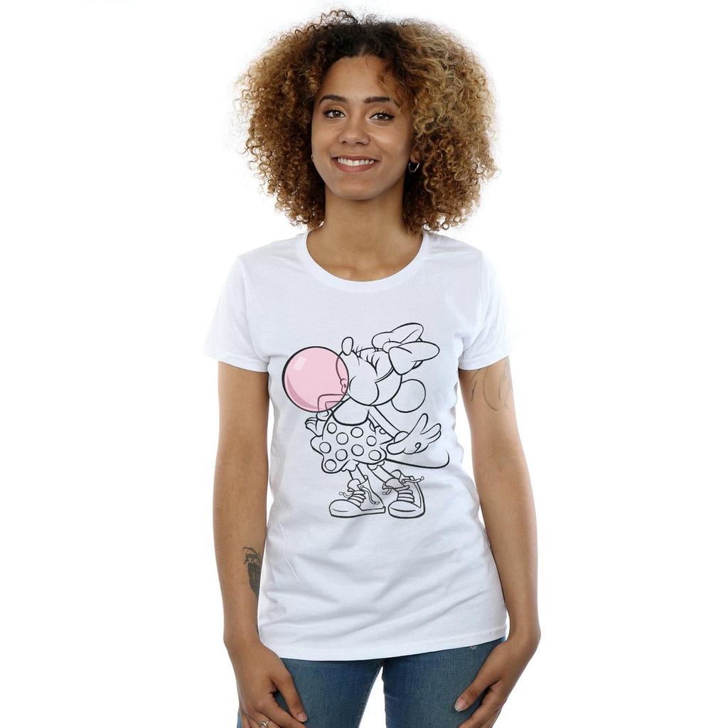 Disney Womens/Ladies Minnie Mouse Gum Bubble Cotton T-Shirt