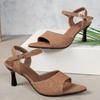 Fashion One Strap Black Heels Plus Size Pointed Toe Sandals for Women