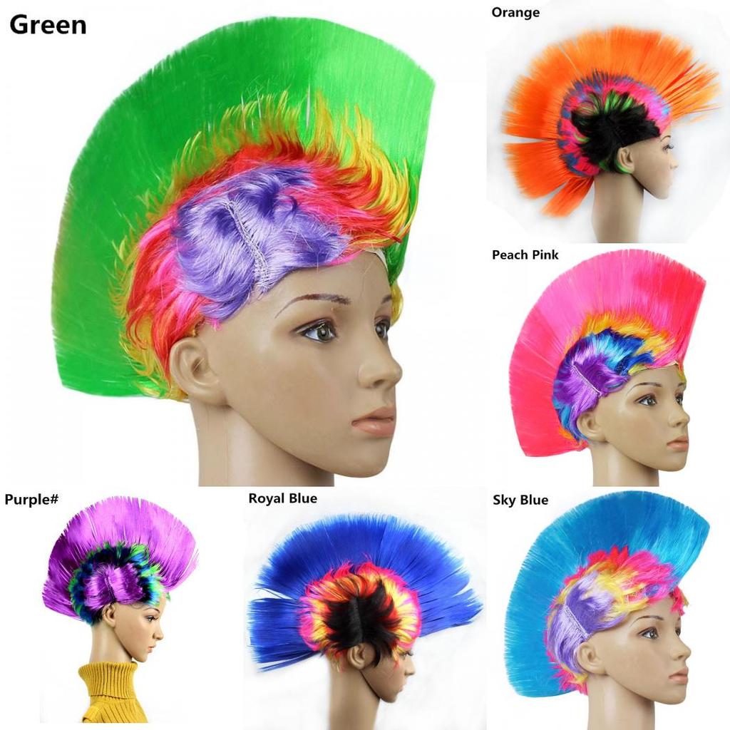 Vibrant Rainbow Purple Festive Wig Funny Party Accessory Hen Crest Headwear
