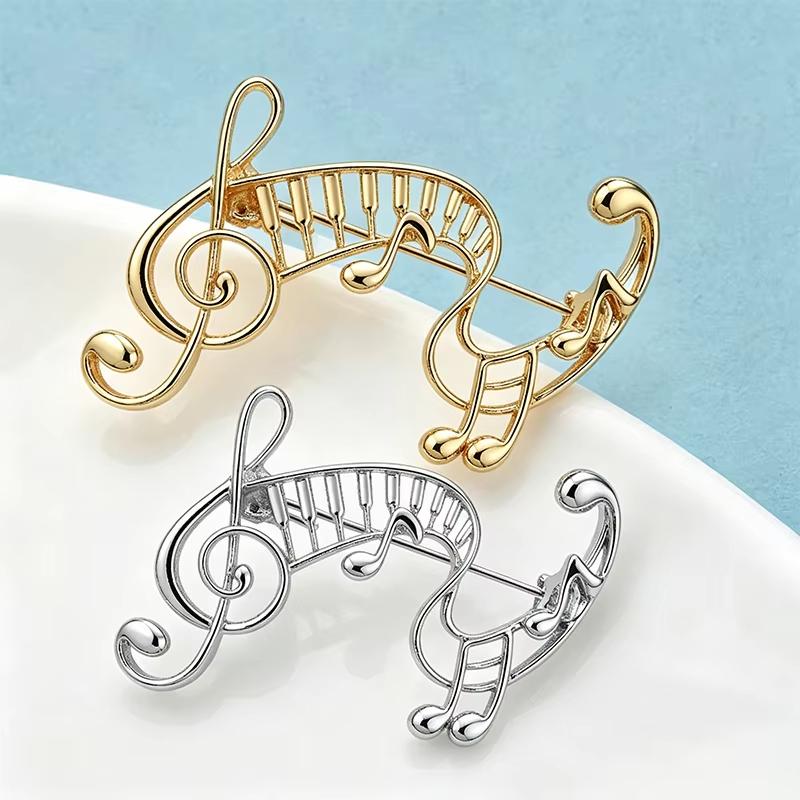 1Pcs Unisex 2-Color Elegant Music Lover Party Office Brooch Pin Metal Musical Note Brooches For Women Gifts