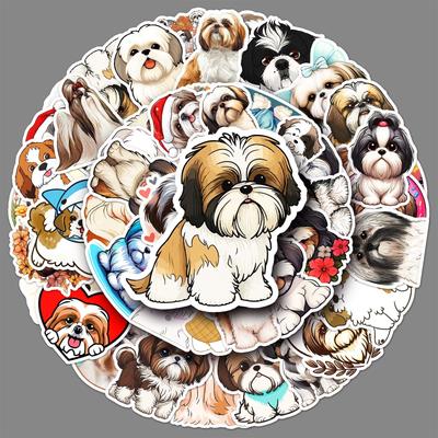 50 Shih Tzu Hund Kratzaufkleber Personalisierte Cartoon Niedliche Hunde Dekorative Skateboard Wasserbecher Gepäckaufkleber