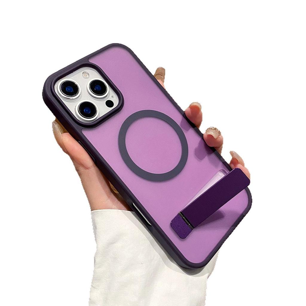 Metal One-word Stand for Apple Magnetic Phone Case Strong Magnetic Jelly for Apple Phone Case Light Luxury High-end Simple Case