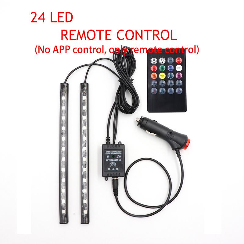LED Car Foot Light Ambient Lamp With USB Wireless Remote Music Control Multiple Modes Automotive Interior Decorative Lights