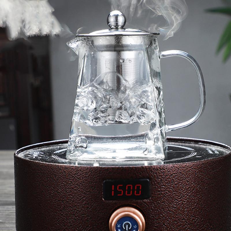 Glass Teapot High Temperature Resistant Thickened Stainless Steel Filter Anti-Scalding Teapot Household Teapot Kung Fu Tea Set