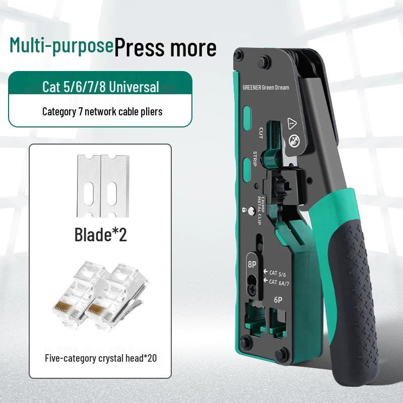 Green Forest Professional Network Cable Crimping Tool for Universal Super Category 7 Crystal Heads and Terminals
