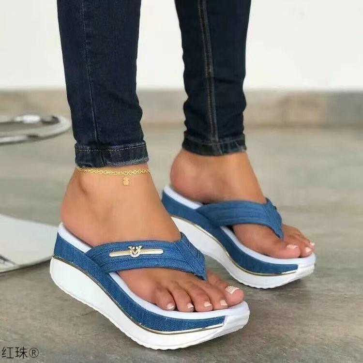 

Women s Wide Width Platform Sandals, Wedge Heel Flip Flops, Outdoor Summer Slides for Women 41 синій