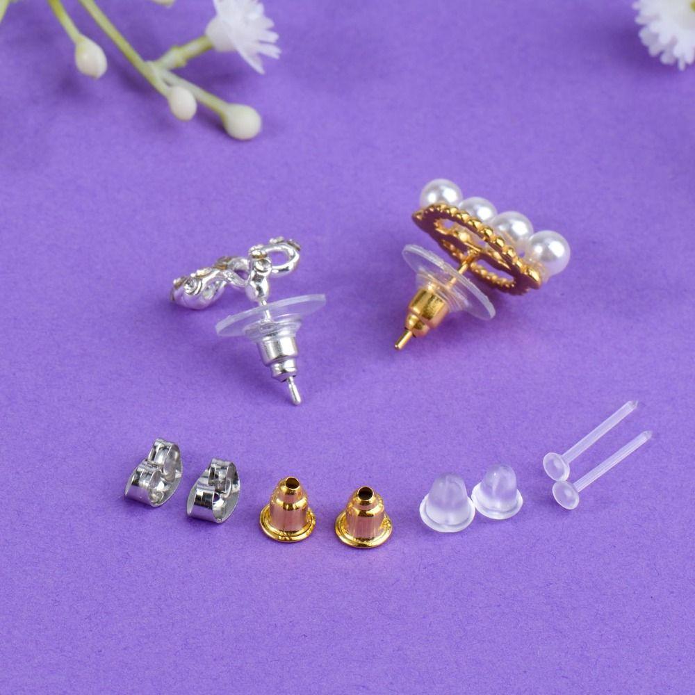 600Pcs/Set Anti Allergic Earring Backs Studs Kit Clear Earring Backings  Women's Gifts