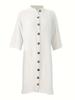 2024 Trendy V-Neck Button T-Shirt Dress - Casual, Short Sleeve, Fashionable Commute Style
