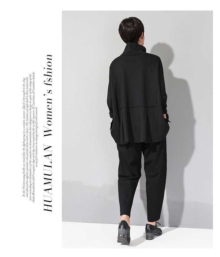 Trendiges Damen Oberteil im europäischen und amerikanischen Stil, dunkel, langärmlig, mit Kordelzug in der Taille - Frühling/Herbst