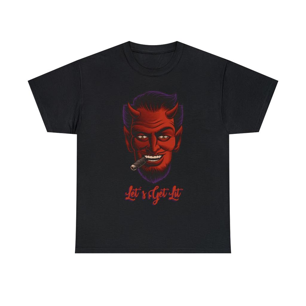 Let''s Get Lit Devil Satan Sin Graphic Tee Shirt, S-5XL