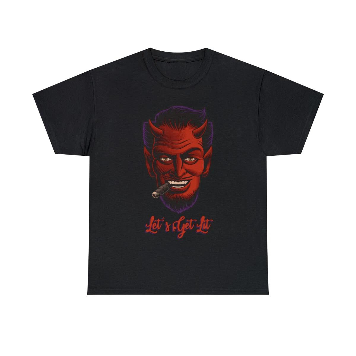 

Let s Get Lit Devil Satan Sin Graphic Tee Shirt, S-5XL 2XL