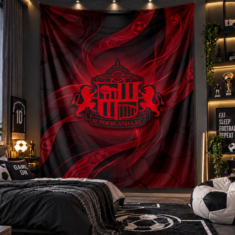 Wandbehang Wandteppich Sunderland Fußball Druck Stoff für Wohnzimmer Schlafzimmer Heimdekoration