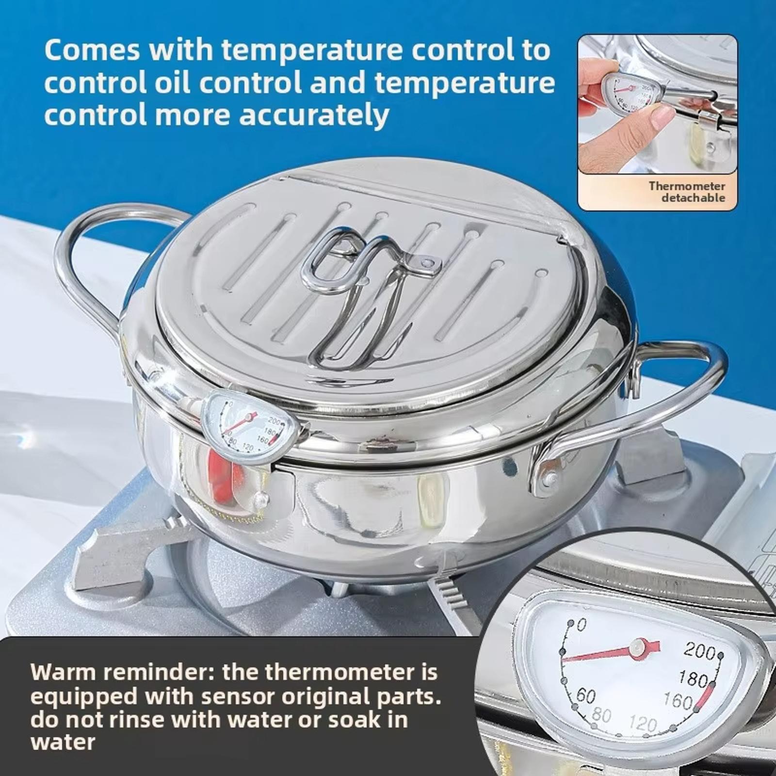 Japanese Tempura Deep Fryer Pot Stainless Steel for Gas Induction Cooker one size