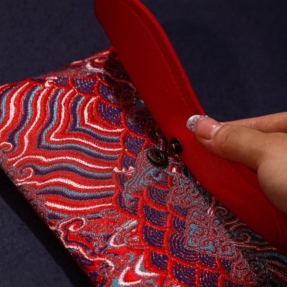 Traditional Red Envelope Multiple Patterns Best Wishes Money Pocket Embroidery Details with Tassel Brocade Bag Festival Occasion