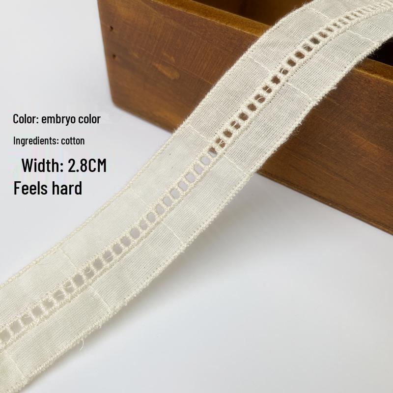 Exquisite Lace Trim: 13CM Wide Pure Cotton Fabric Edge with Embroidery for DIY Accessories