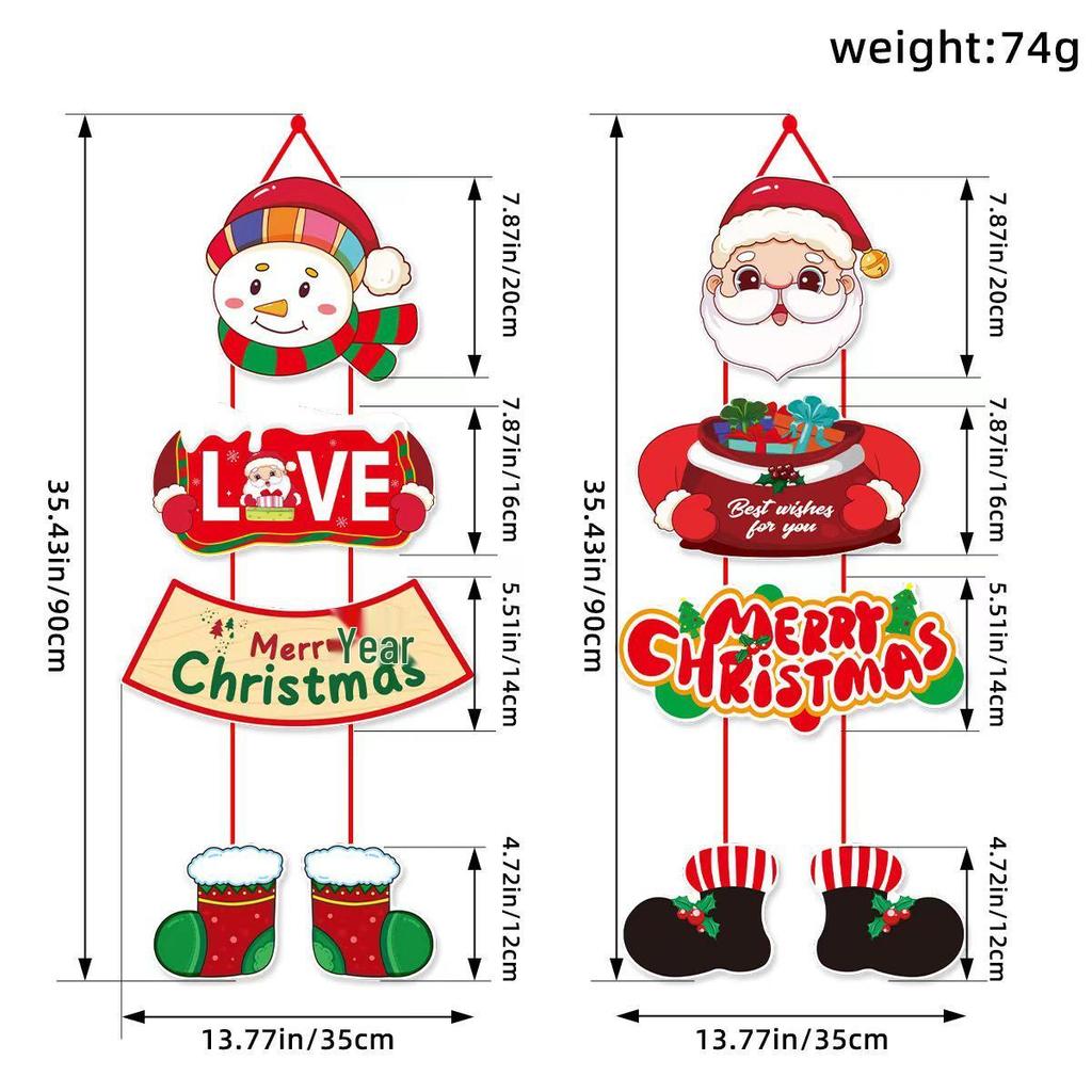 Christmas Door Hanger Decorations: Santa Claus & Snowman Party Atmosphere Set