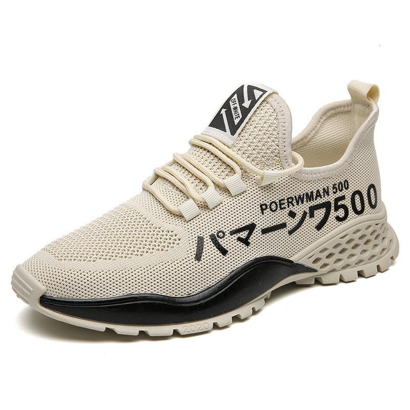 

2025 spring new sports shoes men s versatile soft-soled breathable shoes casual sports running shoes men s shoes 44 бежевий