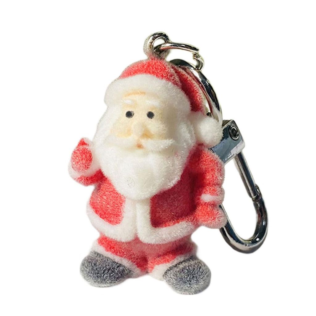 Cartoon Christmas Series Plush Velvets Figurine Keychain Cartoon Key Holder Alloy Texture Suitable for Festival Cheer