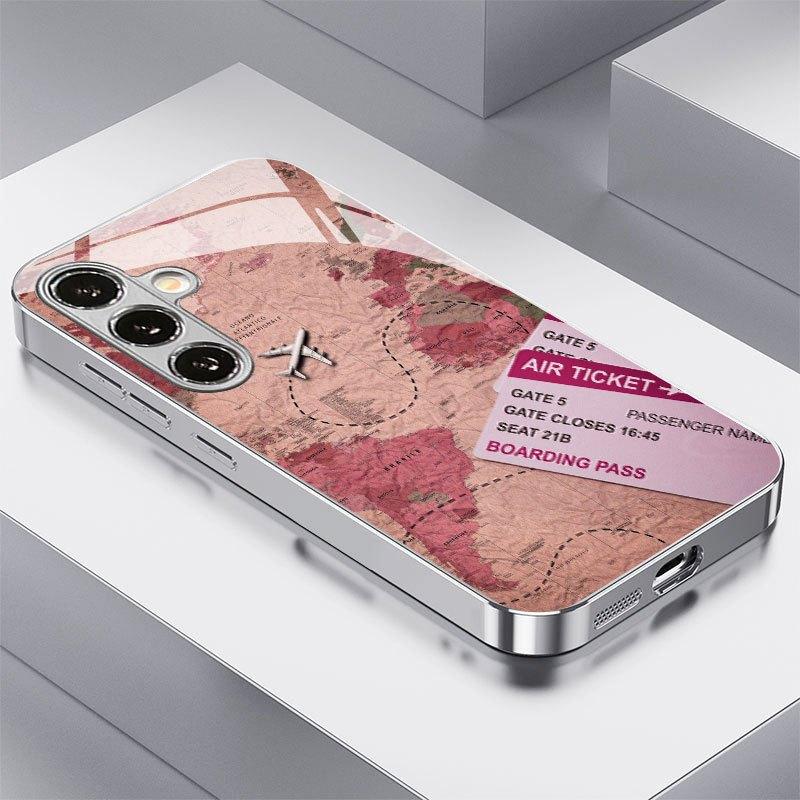 

Гальванизированный золотой новый чехол для телефона для Samsung Galaxy S26 Ultra S25 Plus S24 S23 S22 fe закаленное стекло Художественные текстурные узоры For Galaxy S26